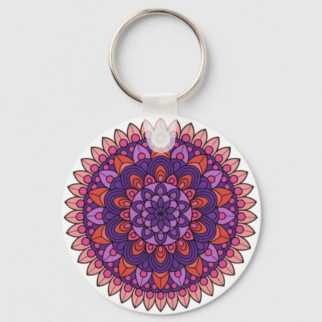 Mandala lila und rosa schlüsselanhänger (Vorderseite)