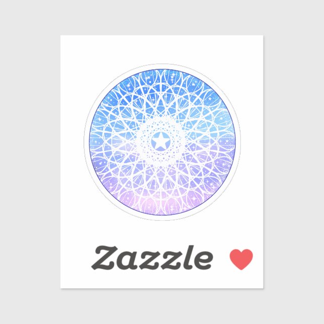 Mandala, lila, weiß und blau aufkleber (Blatt)