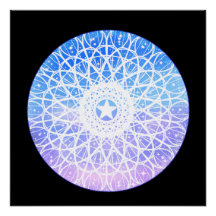 Mandala, lila, weiß und blau