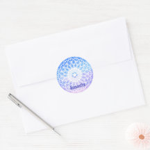 Mandala, lila, weiß und blau