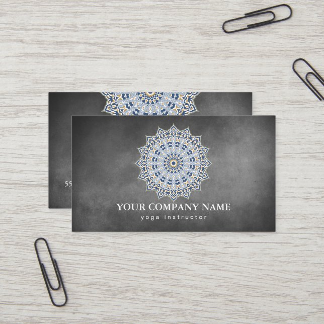 MANDALA-LOGO ZURÜCK FÜR DEN YOGA-INSTRUCTOR VISITENKARTE (Vorderseite/Rückseite Beispiel)