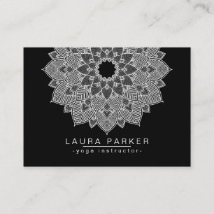 Mandala-Lotos-Blumen-Yoga-Schwarz-weißes Visitenkarte
