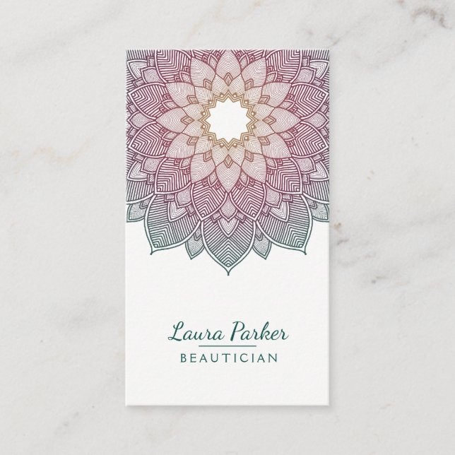 Mandala-Lotos-Blumen-Yogawellness-Meditation Visitenkarte (Vorderseite)