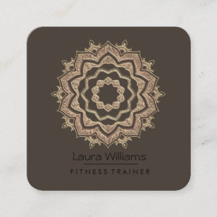 Mandala Lotus Blume Gold Yoga Instructor Fitness Quadratische Visitenkarte