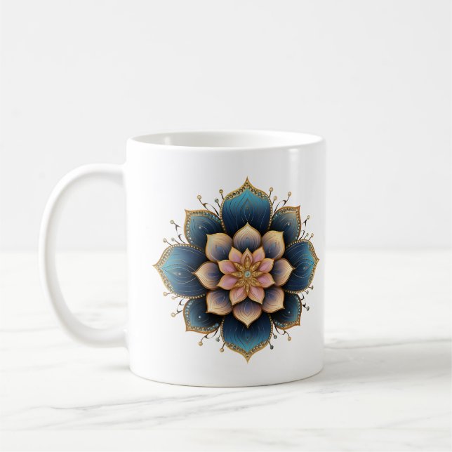 Mandala Lotus Blume mit Sparkling Crystals Kaffeetasse (Links)