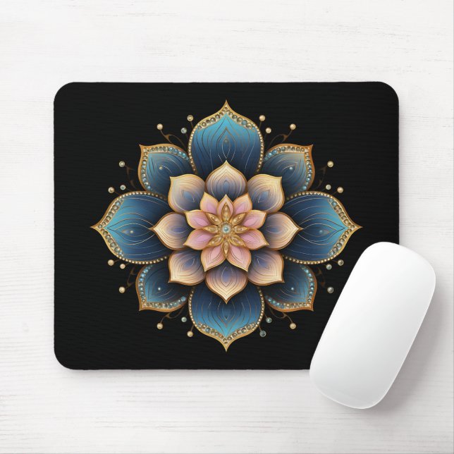 Mandala Lotus Blume mit Sparkling Crystals Mousepad (Mit Mouse)
