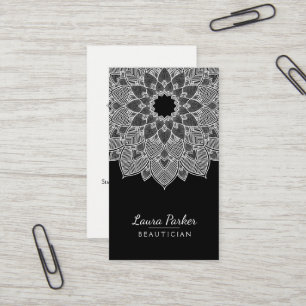 Mandala Lotus Blume Yoga Schwarz-weiße Sauberkeit Visitenkarte