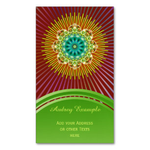 Mandala Lotus gelb grün + Ihr Backgr. Ideen Magnetische Visitenkarte