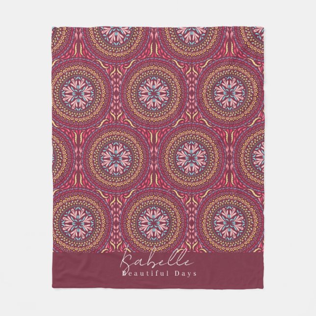 Mandala Magenta Fleecedecke (Vorderseite)