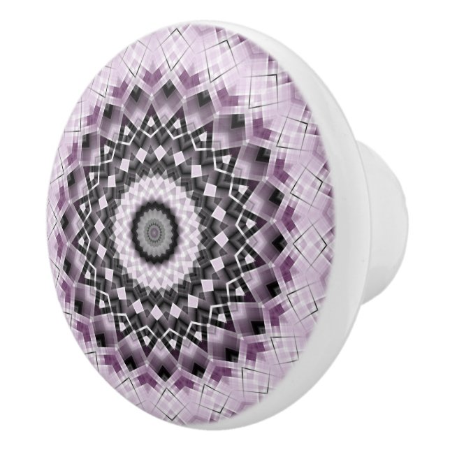 Mandala Medallion in Lila und schwarz Keramikknauf (Rechts)
