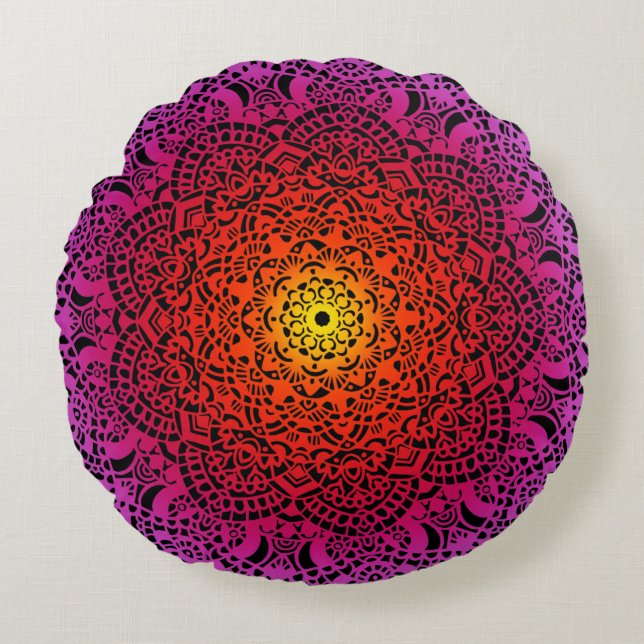 Mandala mediation zafu cushion or Decke pillow Rundes Kissen (Vorderseite)