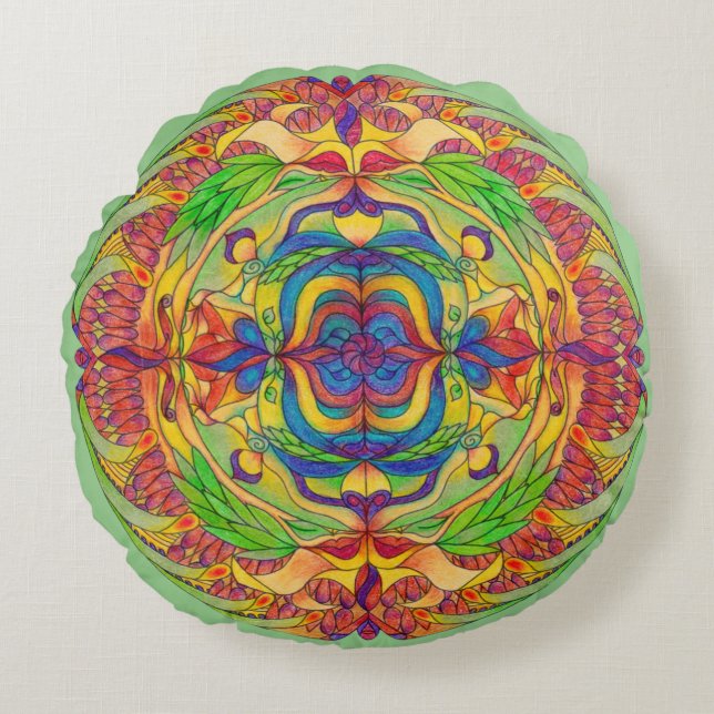 Mandala Meditation Plancher Coussin Cushion - Sage (Devant)