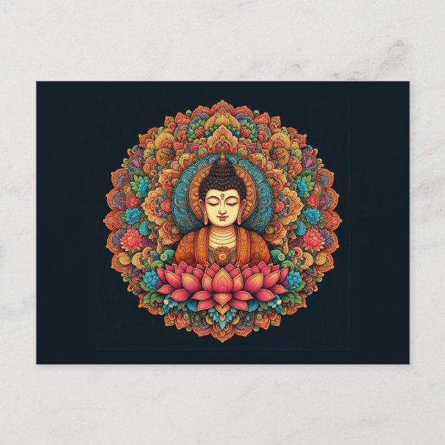 Mandala mit Buddha Postkarte (Vorderseite)