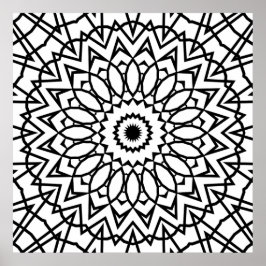Mandala mit geschichteten Blütenblättern und Stern Poster