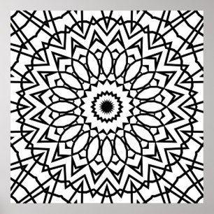 Mandala mit geschichteten Blütenblättern und Stern Poster