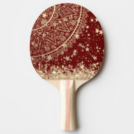 Mandala mit Gold Stars auf Rot verzaubern Tischtennis Schläger