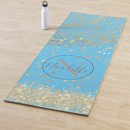 Mandala mit Gold Stars auf Türkis verzaubern Yogamatte