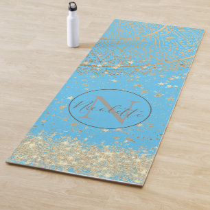 Mandala mit Gold Stars auf Türkis verzaubern Yogamatte