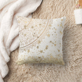 Mandala mit Gold Stars auf Weiß bezaubern Kissen