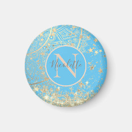 Mandala mit Gold Stars Monogramm bezaubern Magnet