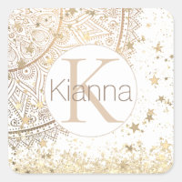 Mandala mit Gold Stars Monogramm bezaubern