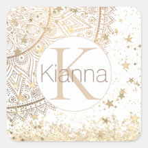 Mandala mit Gold Stars Monogramm bezaubern