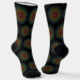 Mandala mit Regenbogenfarbe Socken
