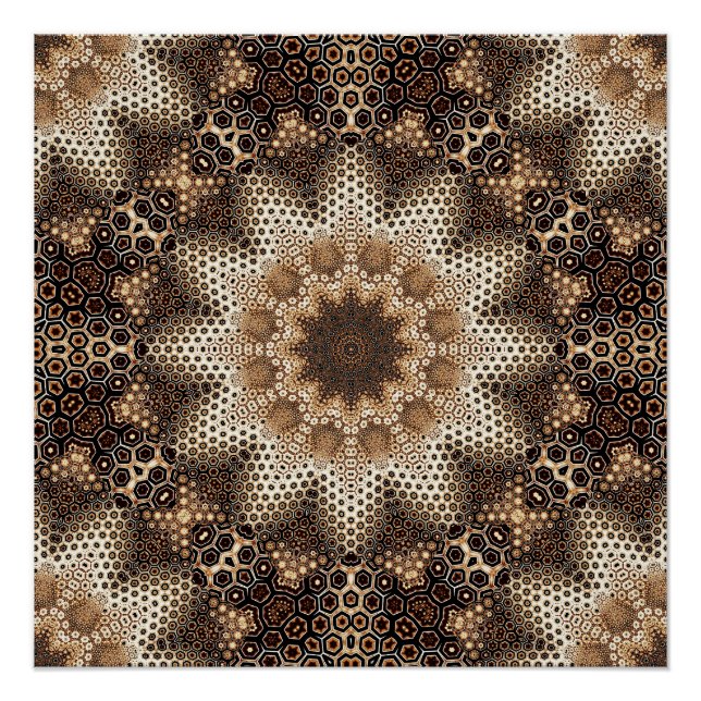 Mandala mit sechseckigen Elementen Poster (Vorderseite)