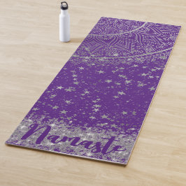 Mandala mit Silberstern auf Lila verzaubern Yogamatte