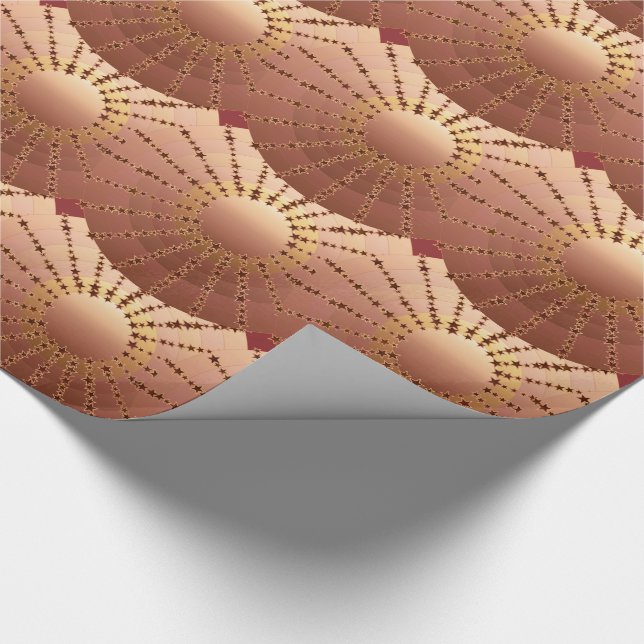 Mandala mit Sternen - Kupfersatin-Gradient Geschenkpapier (Ecke)