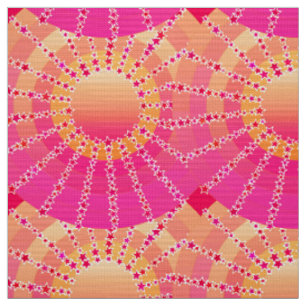 Mandala mit Sternen - rosa und korallensatin-Gradi Stoff