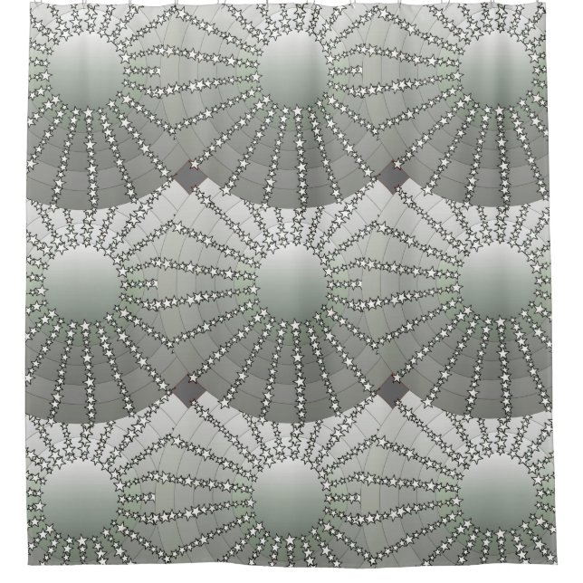 Mandala mit Sternen - Silbergrauer Satin-Farbverla Duschvorhang (Vorderseite)