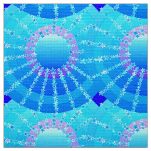 Mandala mit Sternen - türkisfarbener Satin-Farbver Stoff