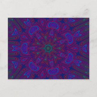Mandala mit Sternen und Herzen in Lila, blau, rot Postkarte