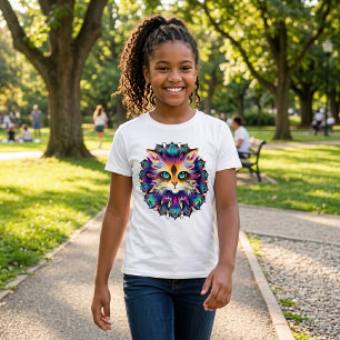 Mandala mit süßem pelzigem Katzenporträt T-Shirt
