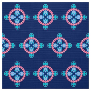 Mandala mit vier Punkten, Indigo Blau, Türkis und  Stoff