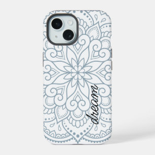 Mandala Moderne Bleu Poussiéreux Script
