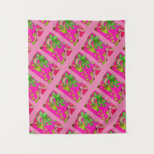 Mandala MODERNE - Tapisserie ROSE VERT ARBRE