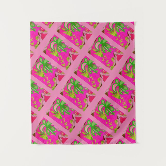 Mandala MODERNE - Tapisserie ROSE VERT ARBRE (Devant)