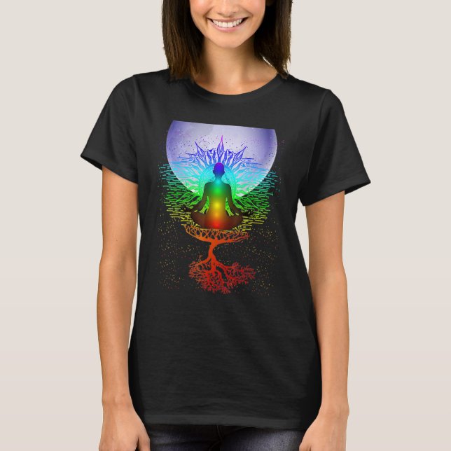 Mandala-Mond-Chakra-Baum-Leben T-Shirt (Vorderseite)