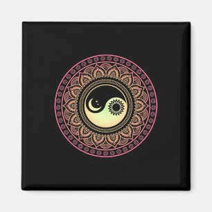 Mandala Mond und Sonne Yin Yang Magnet
