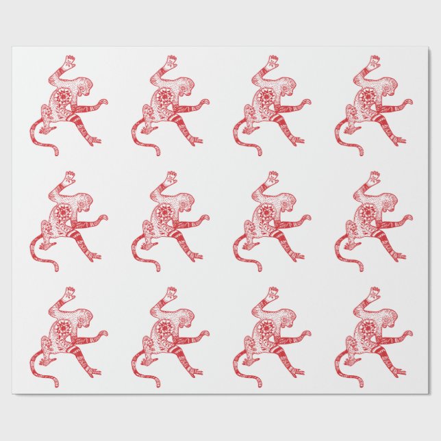 Mandala Monkey Wrapping Paper Geschenkpapier (Flach)