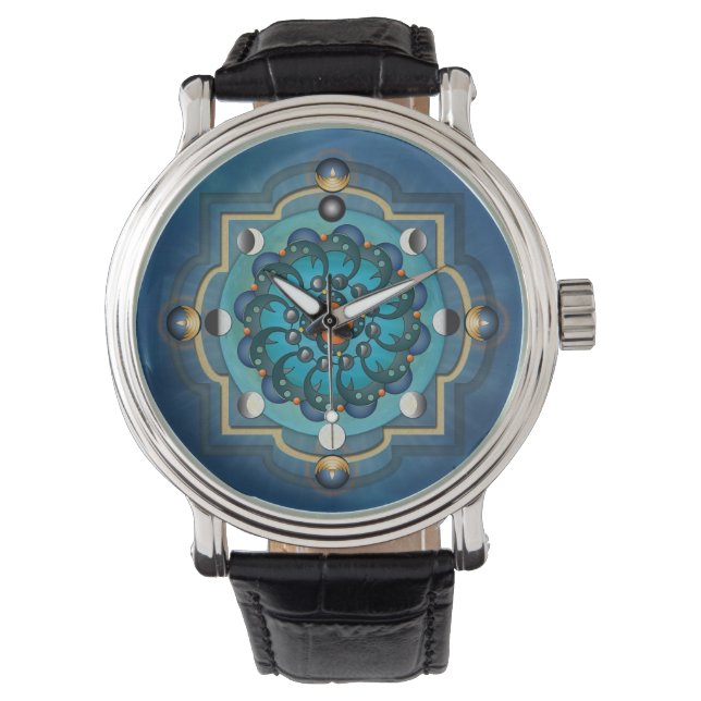 Mandala Moon Phases Watch Armbanduhr (Vorderseite)