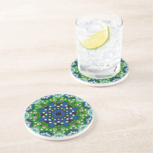 Mandala Mosaic Geometric Green Blue Retro Hippie