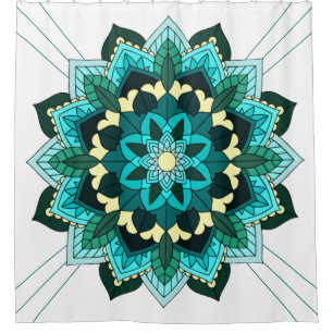 Mandala Motif 02 en aqua Douche rideau