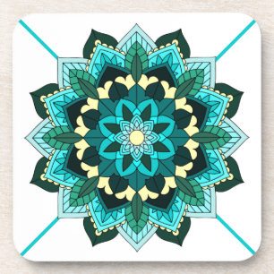 Mandala Motif 02 en Dessous de verre aqua