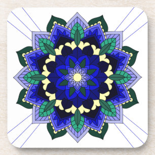 Mandala Motif 02 en Dessous de verre bleu foncé