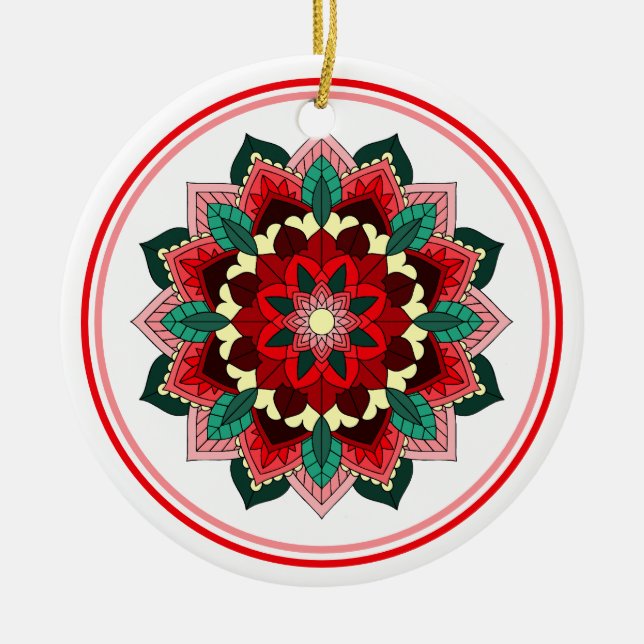 Mandala Motif 02 en ornement céramique rouge (Devant)