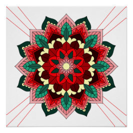 Mandala Motif 02 en rouge Poster