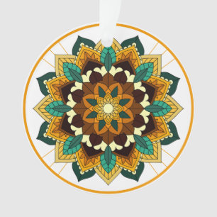 Mandala Motif 2002 en ornement jaune et bronzé